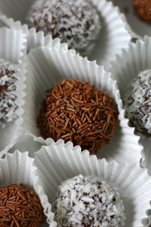 Brigadeiros are little balls of chocolatey deliciousness rolled in sprinkles or shredded coconut. 