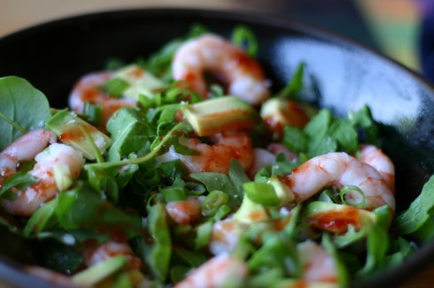 Prawn rocket avocado salad