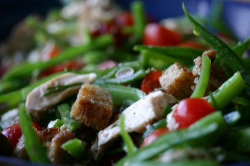 Warm chicken and runner bean salad