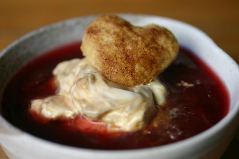 Roast plums with Barbados cream