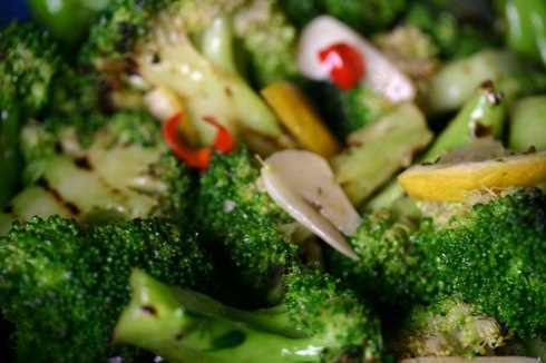 Chargrilled broccoli with garlic and chilli