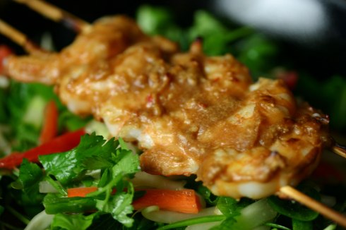 Satay prawns