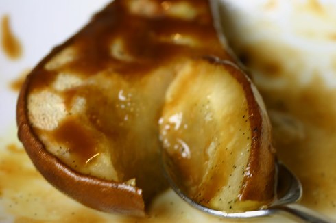 Roasted pears with butterscotch sauce