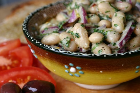 Cannellini bean salad with tahini dressing