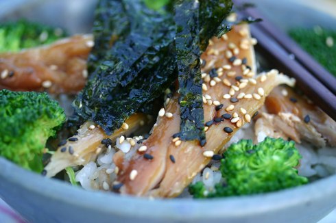 Fish rice broccoli bowl