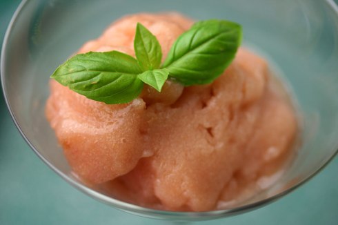 Peach-basil sorbet