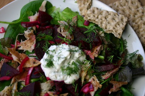 Smoked mackerel and beetroot salad