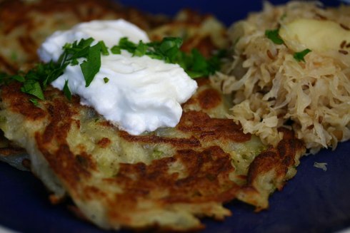 Potato pancakes with sauerkraut