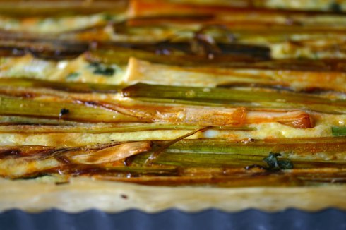 Chorizo-leek tart