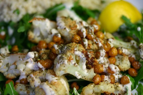 Roast cauliflower and chickpea salad