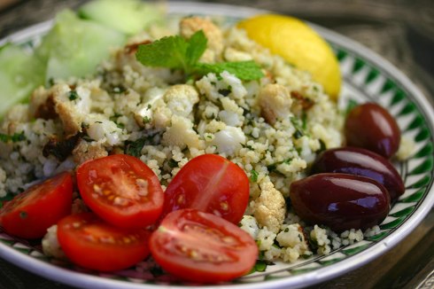 roasted cauliflower couscous salad