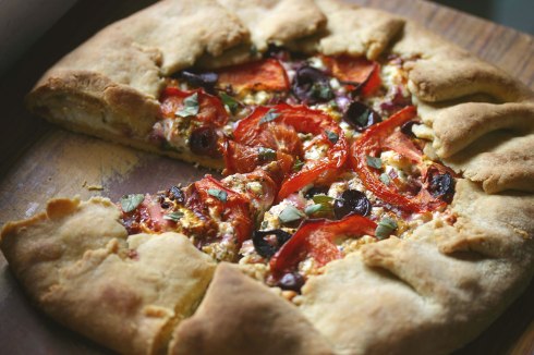 Tomato, olive and feta galette
